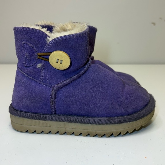 Sheepskin Shearling Boots Size 27 Purple Ugg Style Boots Bailey Button Toddler - Picture 1 of 10